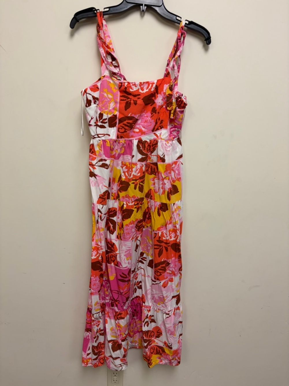 Jespa Pink Orange Yellow Floral Maxi Dress size M